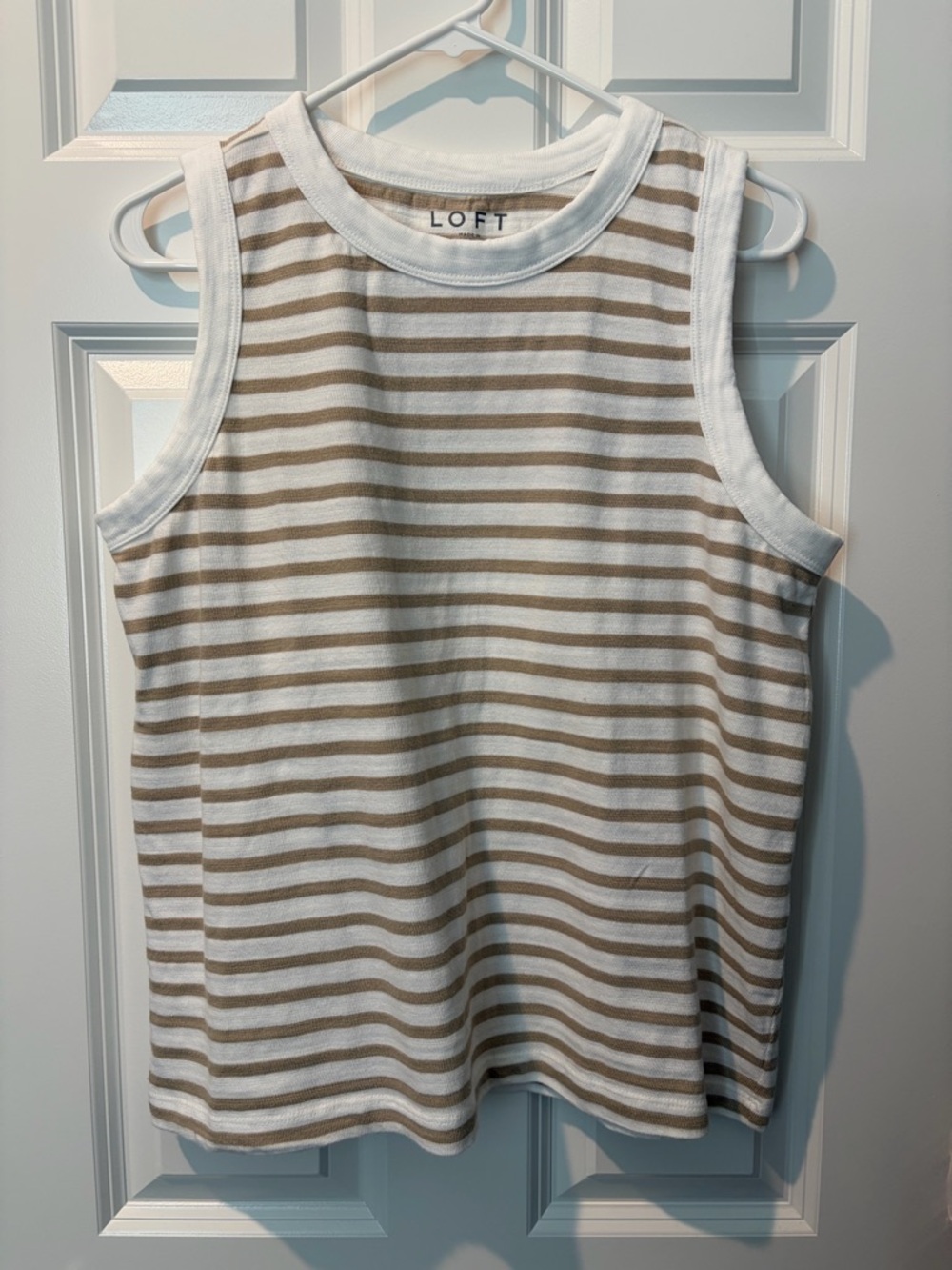 LOFT Cream & Beige Striped Tank Top - NWT